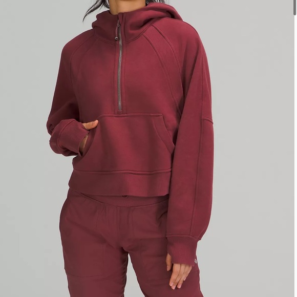 lululemon athletica Tops - NWT Lululemon Scuba Oversized Half Zip Hoodie Mulled Wine M/L